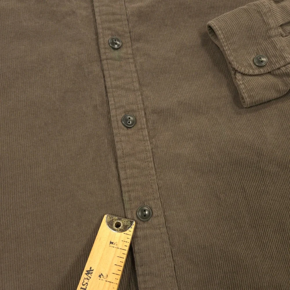 J Crew Corduroy Work Shirt‎ Mens Small Fatigue Brown Garment Dyed Classic Fit